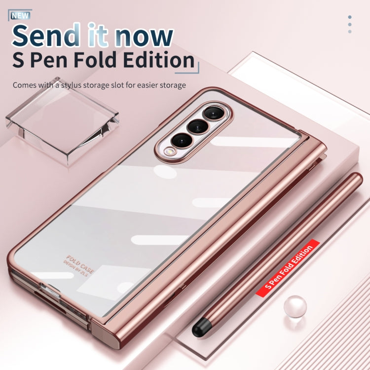 For Samsung Galaxy Z Fold3 5G Electroplating Hinge Phone Case with Stylus