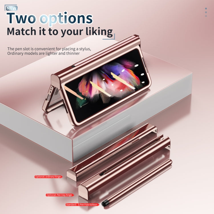 For Samsung Galaxy Z Fold3 5G Electroplating Hinge Phone Case with Stylus