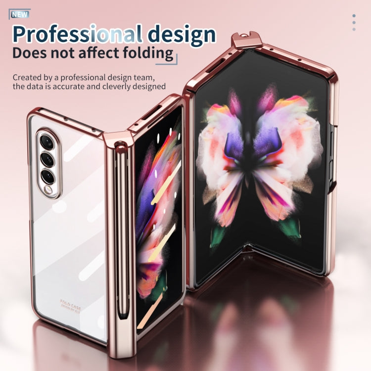 For Samsung Galaxy Z Fold3 5G Electroplating Hinge Phone Case with Stylus