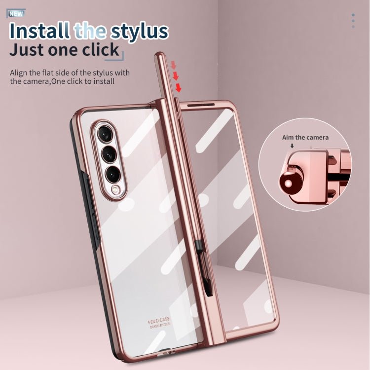 For Samsung Galaxy Z Fold3 5G Electroplating Hinge Phone Case with Stylus