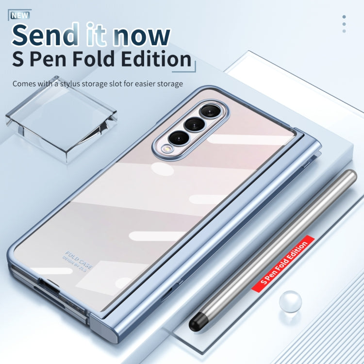 For Samsung Galaxy Z Fold3 5G Electroplating Hinge Phone Case with Stylus
