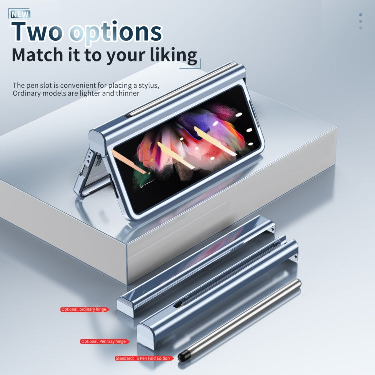 For Samsung Galaxy Z Fold3 5G Electroplating Hinge Phone Case with Stylus