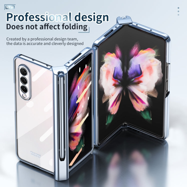 For Samsung Galaxy Z Fold3 5G Electroplating Hinge Phone Case with Stylus