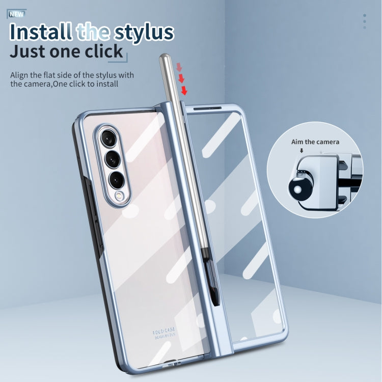 For Samsung Galaxy Z Fold3 5G Electroplating Hinge Phone Case with Stylus