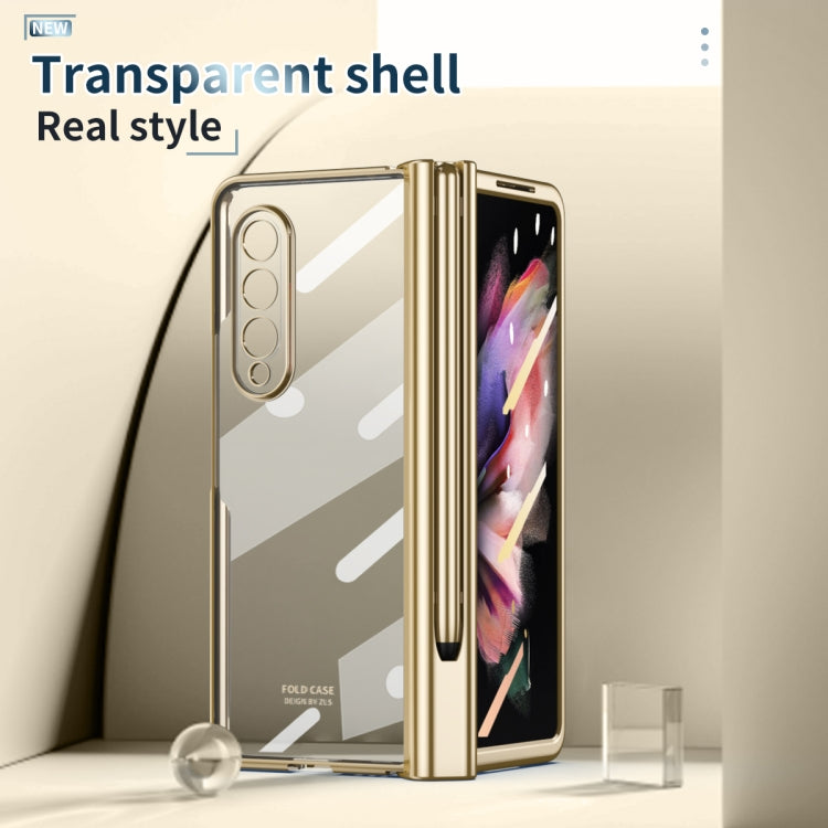 For Samsung Galaxy Z Fold3 5G Electroplating Hinge Phone Case with Stylus