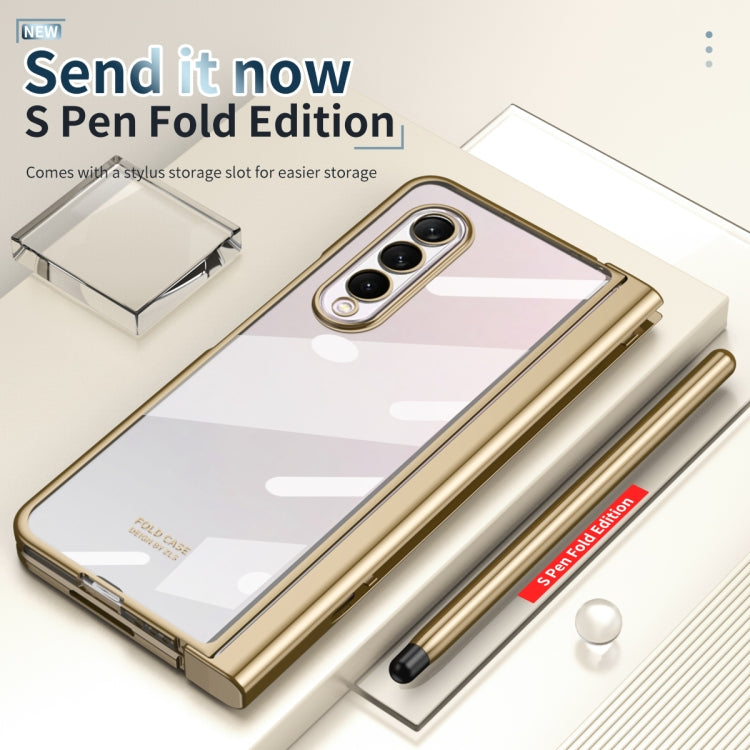 For Samsung Galaxy Z Fold3 5G Electroplating Hinge Phone Case with Stylus