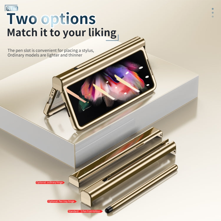 For Samsung Galaxy Z Fold3 5G Electroplating Hinge Phone Case with Stylus