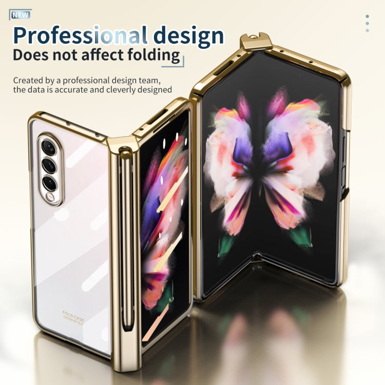For Samsung Galaxy Z Fold3 5G Electroplating Hinge Phone Case with Stylus