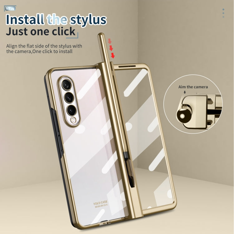 For Samsung Galaxy Z Fold3 5G Electroplating Hinge Phone Case with Stylus