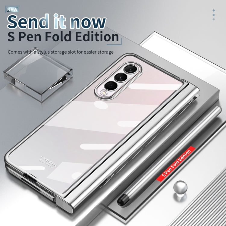 For Samsung Galaxy Z Fold3 5G Electroplating Hinge Phone Case with Stylus