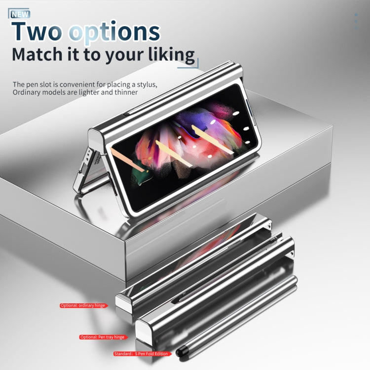 For Samsung Galaxy Z Fold3 5G Electroplating Hinge Phone Case with Stylus