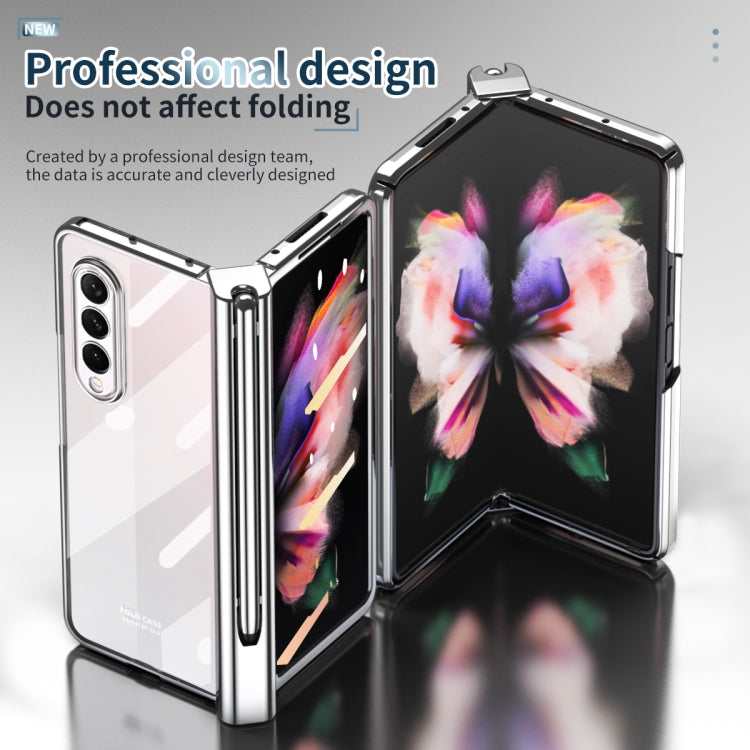 For Samsung Galaxy Z Fold3 5G Electroplating Hinge Phone Case with Stylus