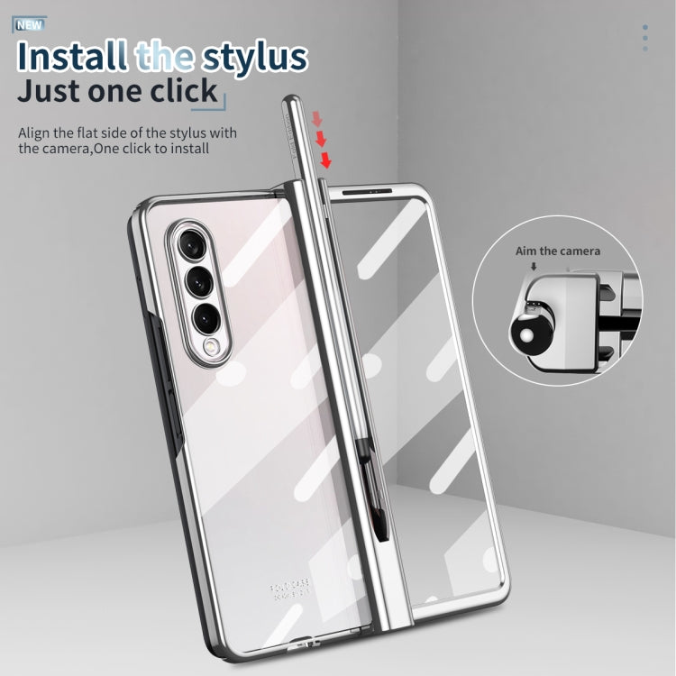 For Samsung Galaxy Z Fold3 5G Electroplating Hinge Phone Case with Stylus