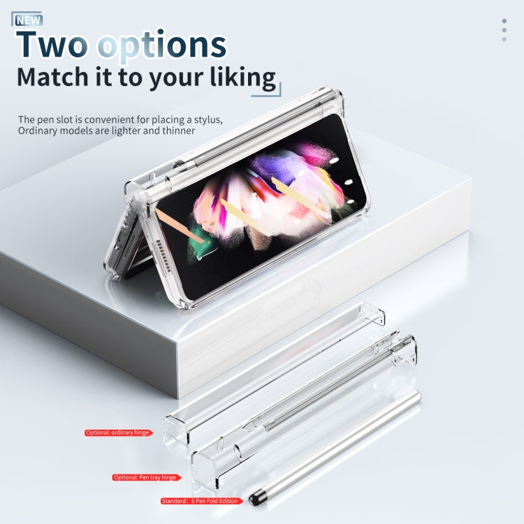 For Samsung Galaxy Z Fold3 5G Electroplating Hinge Phone Case with Stylus