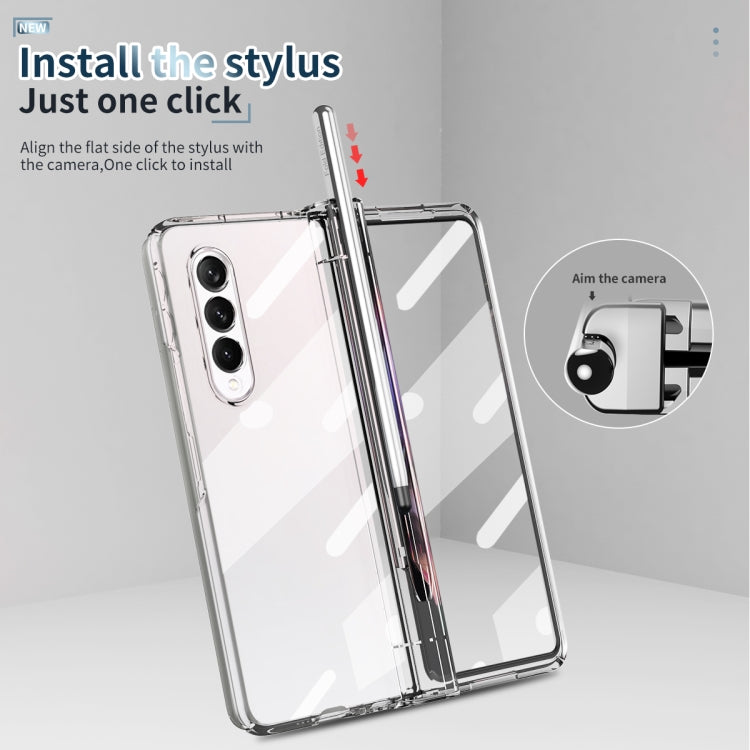 For Samsung Galaxy Z Fold3 5G Electroplating Hinge Phone Case with Stylus