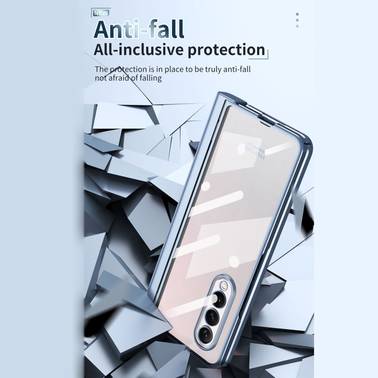 For Samsung Galaxy Z Fold3 5G Electroplating Hinge Phone Case with Stylus