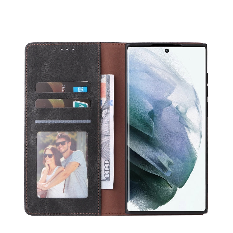 For Samsung Galaxy S22 Ultra 5G Simple Suction Closure Leather Phone Case