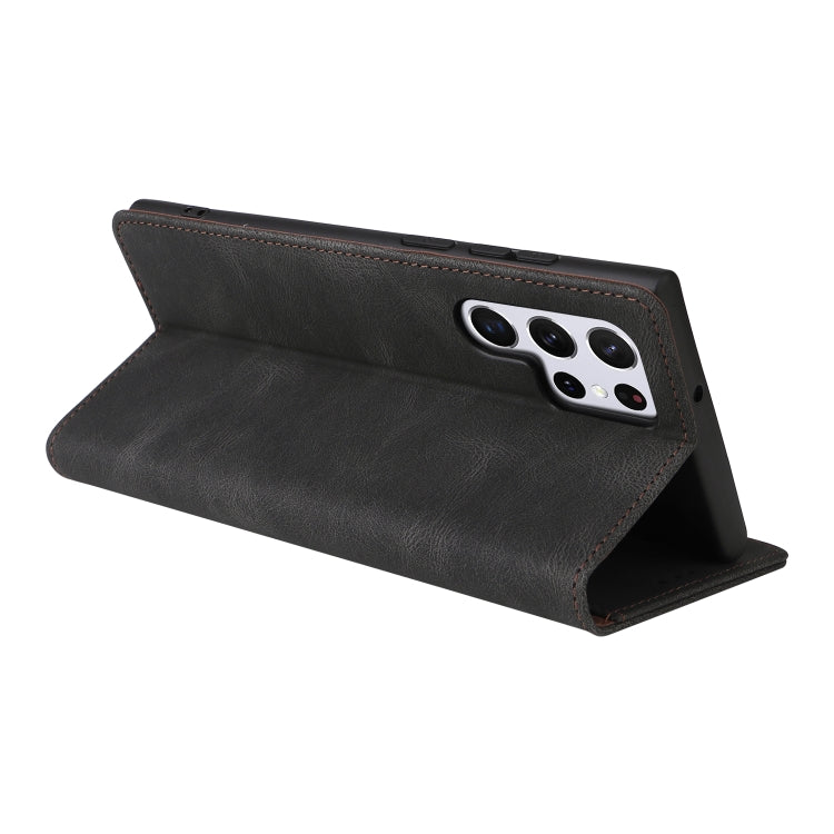 For Samsung Galaxy S22 Ultra 5G Simple Suction Closure Leather Phone Case
