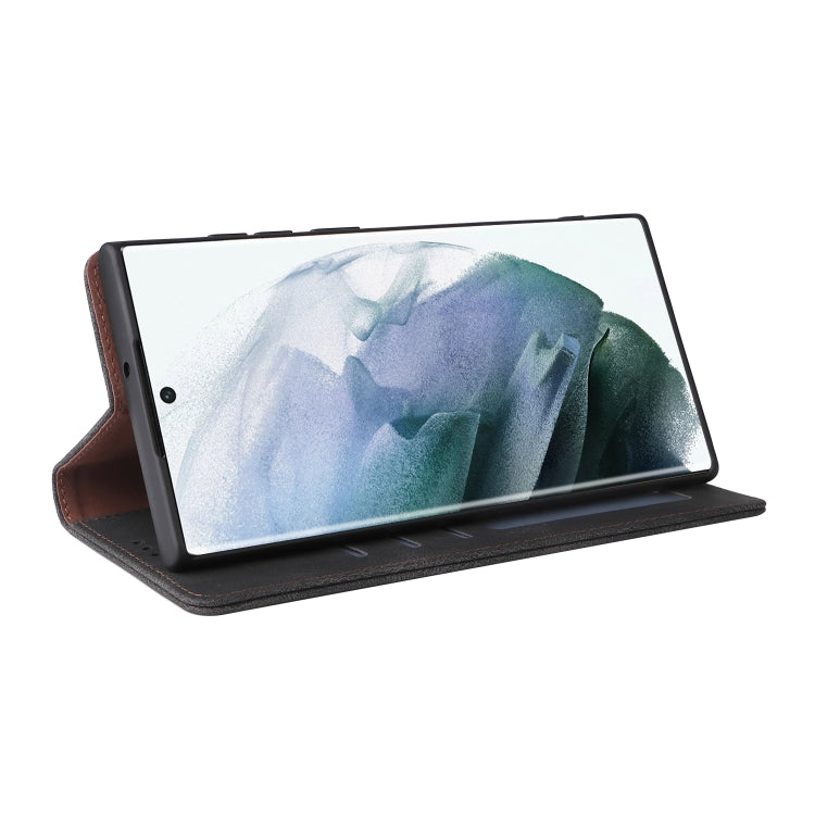 For Samsung Galaxy S22 Ultra 5G Simple Suction Closure Leather Phone Case