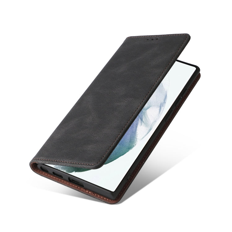 For Samsung Galaxy S22 Ultra 5G Simple Suction Closure Leather Phone Case