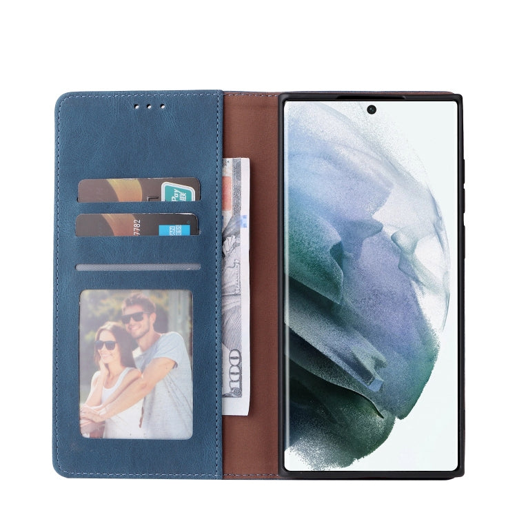 For Samsung Galaxy S22 Ultra 5G Simple Suction Closure Leather Phone Case