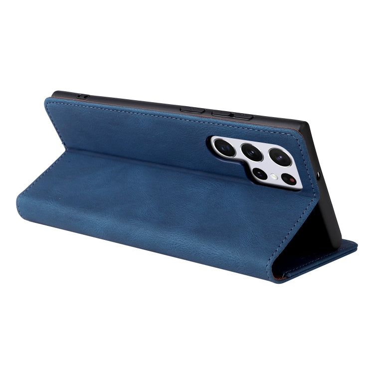 For Samsung Galaxy S22 Ultra 5G Simple Suction Closure Leather Phone Case