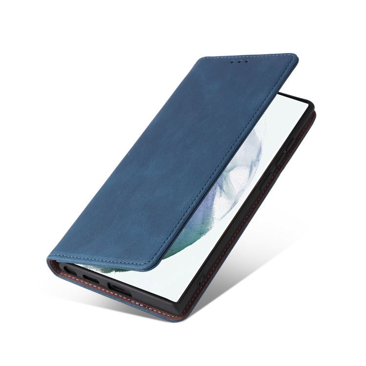 For Samsung Galaxy S22 Ultra 5G Simple Suction Closure Leather Phone Case