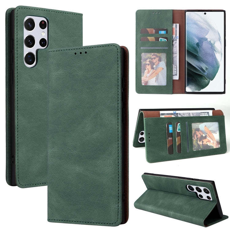 For Samsung Galaxy S22 Ultra 5G Simple Suction Closure Leather Phone Case