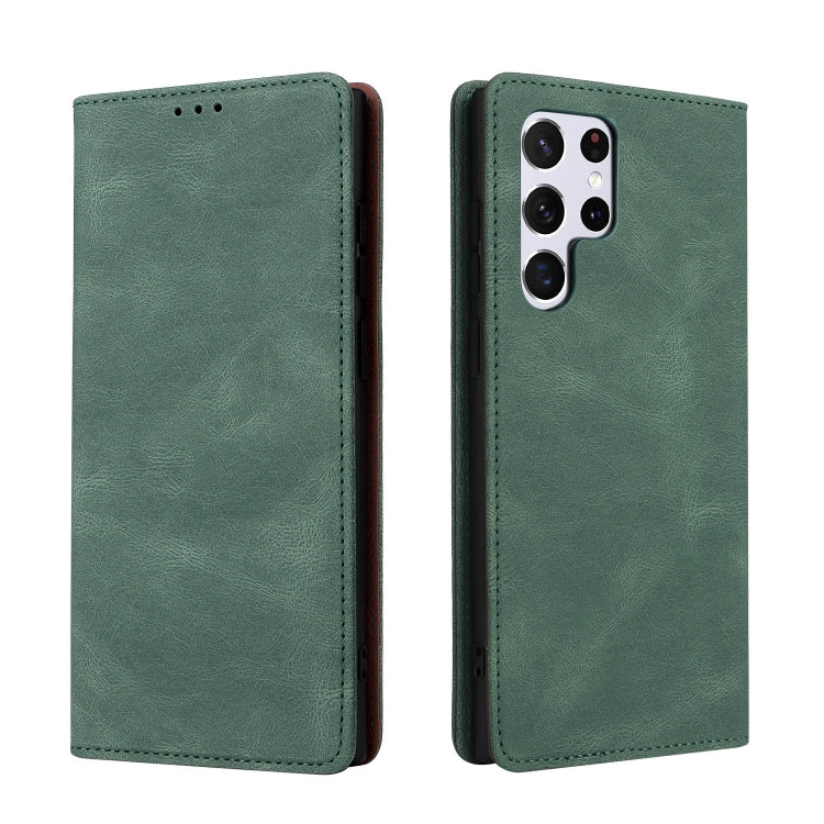 For Samsung Galaxy S22 Ultra 5G Simple Suction Closure Leather Phone Case