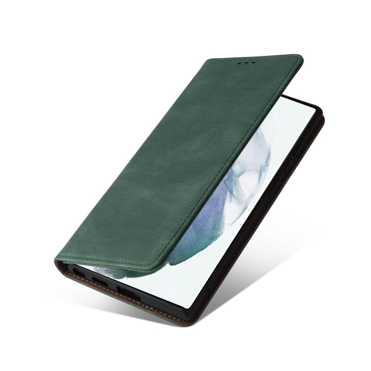 For Samsung Galaxy S22 Ultra 5G Simple Suction Closure Leather Phone Case