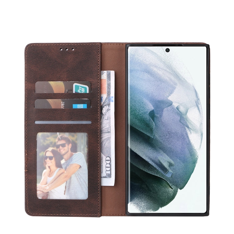 For Samsung Galaxy S22 Ultra 5G Simple Suction Closure Leather Phone Case