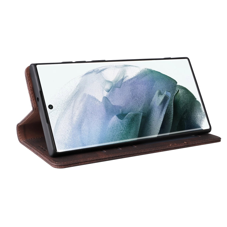 For Samsung Galaxy S22 Ultra 5G Simple Suction Closure Leather Phone Case