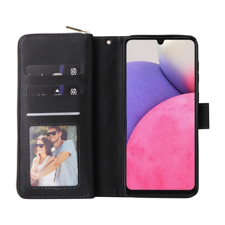 For Samsung Galaxy A33 5G 9 Card Slots Zipper Wallet Bag Leather Phone Case