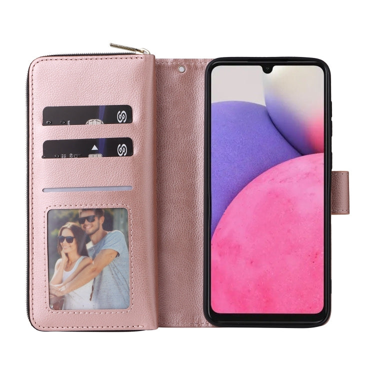 For Samsung Galaxy A33 5G 9 Card Slots Zipper Wallet Bag Leather Phone Case