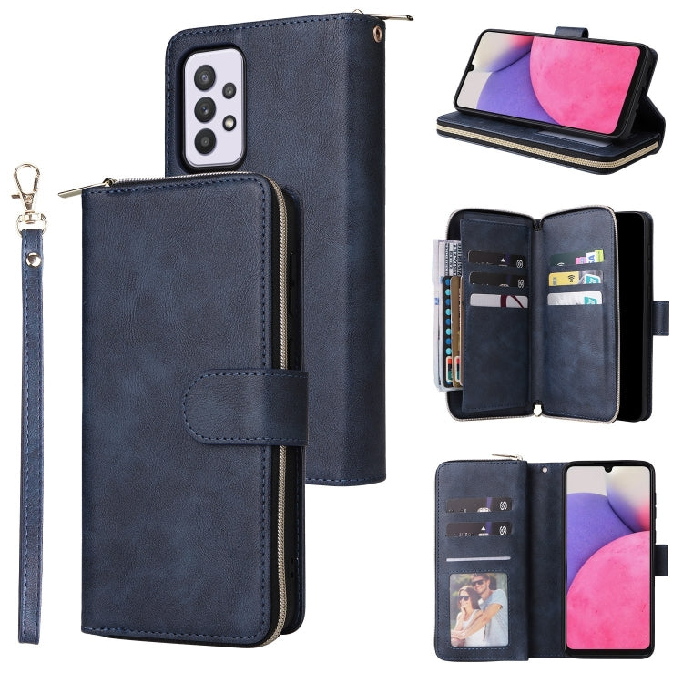 For Samsung Galaxy A33 5G 9 Card Slots Zipper Wallet Bag Leather Phone Case
