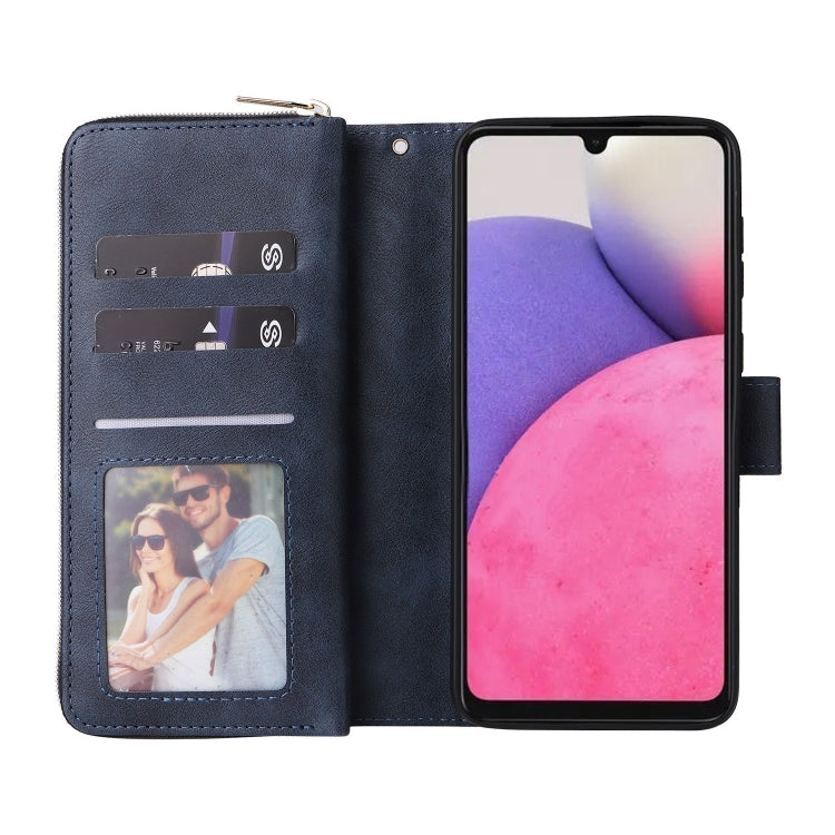 For Samsung Galaxy A33 5G 9 Card Slots Zipper Wallet Bag Leather Phone Case