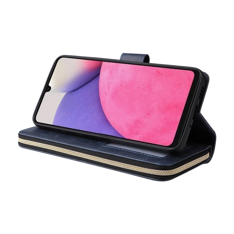 For Samsung Galaxy A33 5G 9 Card Slots Zipper Wallet Bag Leather Phone Case