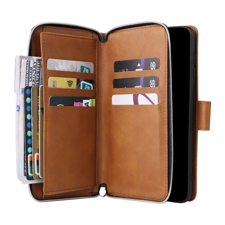 For Samsung Galaxy A33 5G 9 Card Slots Zipper Wallet Bag Leather Phone Case