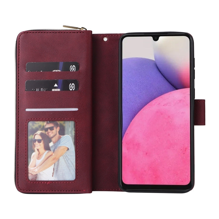 For Samsung Galaxy A33 5G 9 Card Slots Zipper Wallet Bag Leather Phone Case