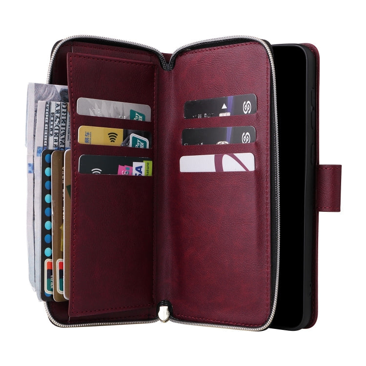 For Samsung Galaxy A33 5G 9 Card Slots Zipper Wallet Bag Leather Phone Case