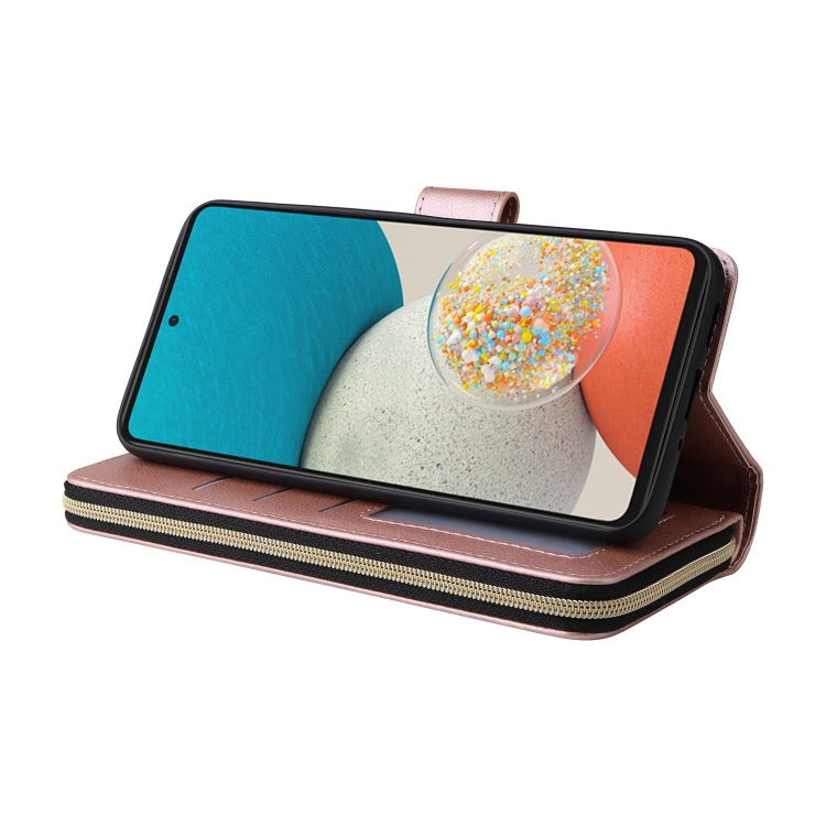 For Samsung Galaxy A53 5G 9 Card Slots Zipper Wallet Bag Leather Phone Case