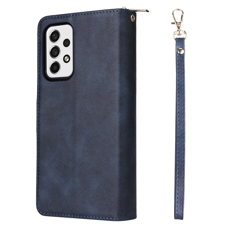 For Samsung Galaxy A53 5G 9 Card Slots Zipper Wallet Bag Leather Phone Case