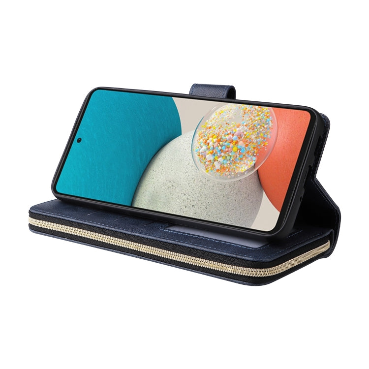 For Samsung Galaxy A53 5G 9 Card Slots Zipper Wallet Bag Leather Phone Case