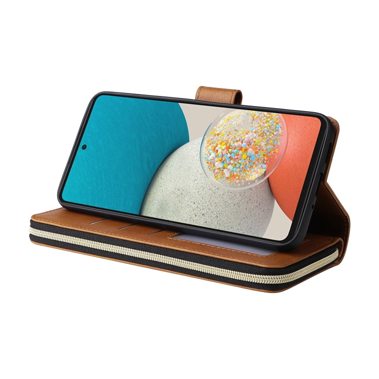 For Samsung Galaxy A53 5G 9 Card Slots Zipper Wallet Bag Leather Phone Case