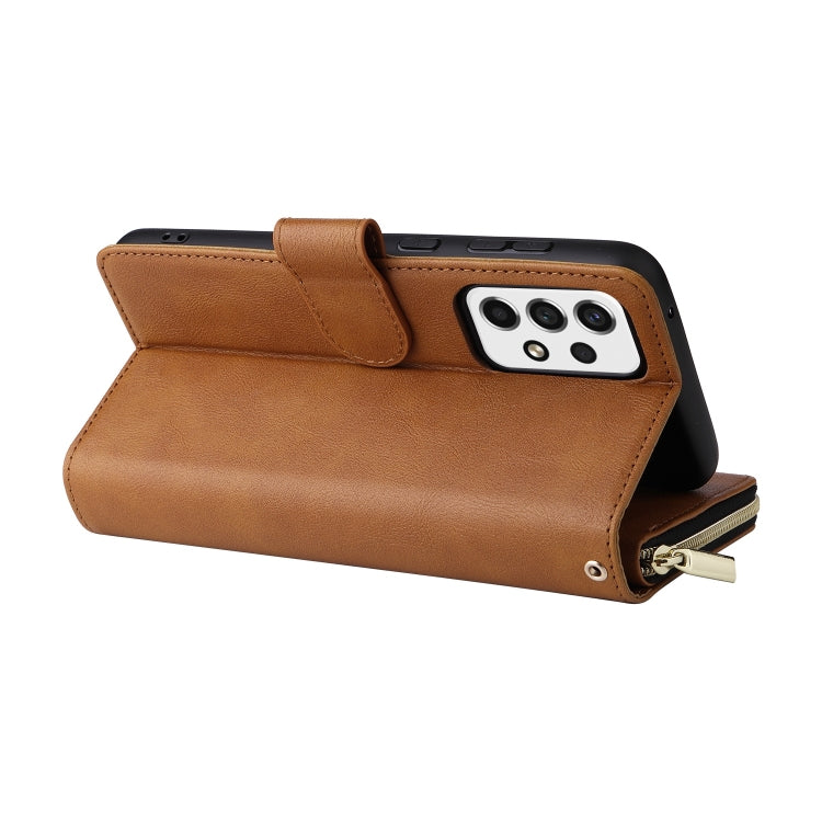 For Samsung Galaxy A53 5G 9 Card Slots Zipper Wallet Bag Leather Phone Case
