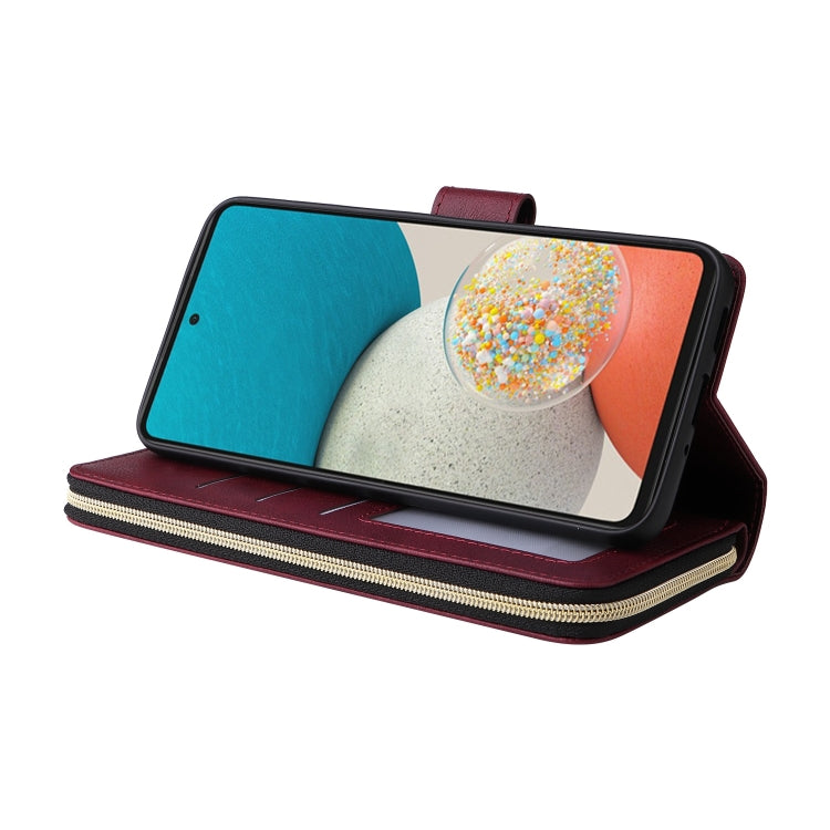 For Samsung Galaxy A53 5G 9 Card Slots Zipper Wallet Bag Leather Phone Case