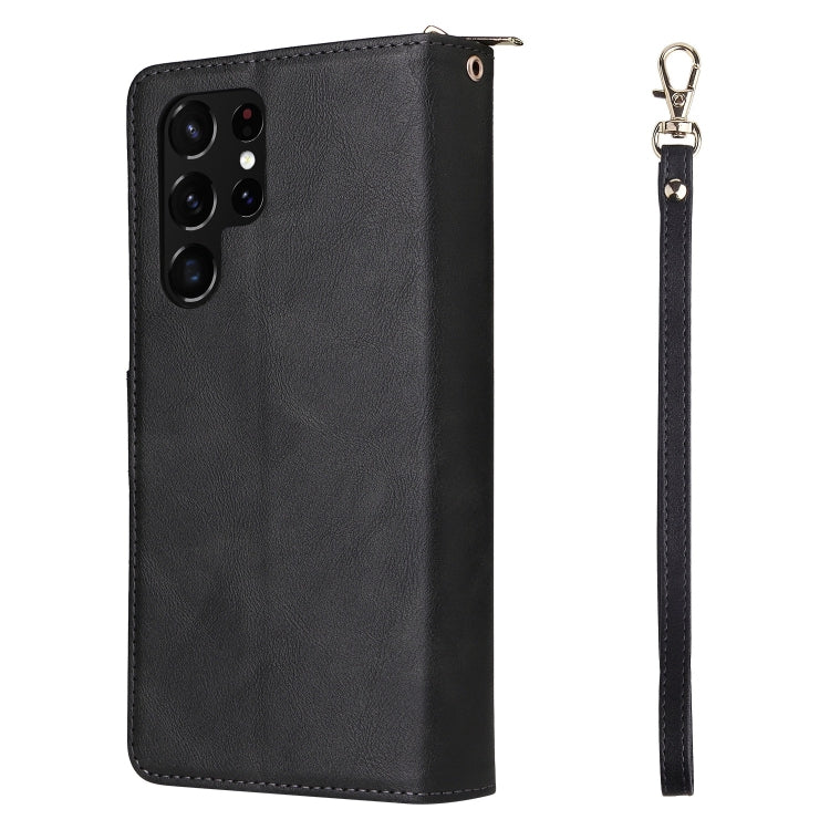 For Samsung Galaxy S22 Ultra 5G 9 Card Slots Zipper Wallet Bag Leather Phone Case