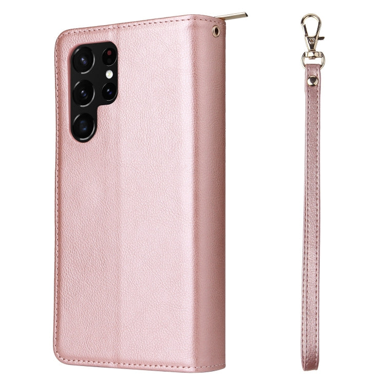 For Samsung Galaxy S22 Ultra 5G 9 Card Slots Zipper Wallet Bag Leather Phone Case
