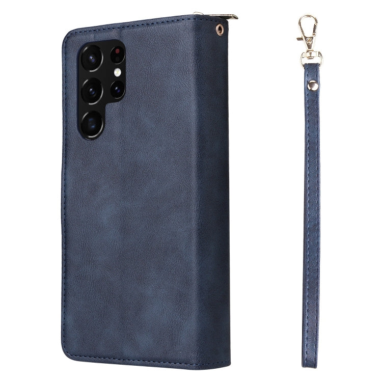 For Samsung Galaxy S22 Ultra 5G 9 Card Slots Zipper Wallet Bag Leather Phone Case