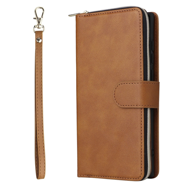 For Samsung Galaxy S22 Ultra 5G 9 Card Slots Zipper Wallet Bag Leather Phone Case